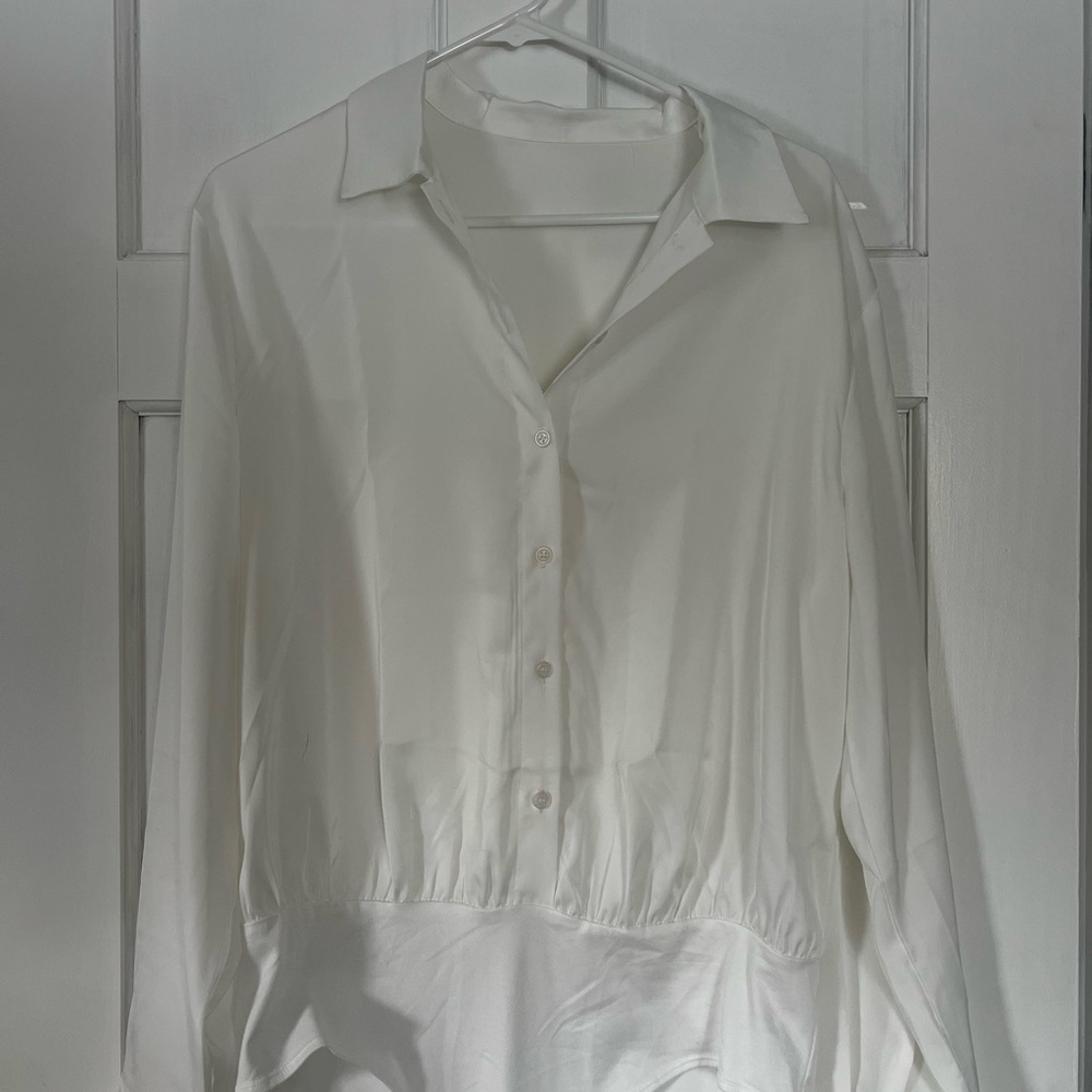 Chic White Button-Up Women's Bodysuit